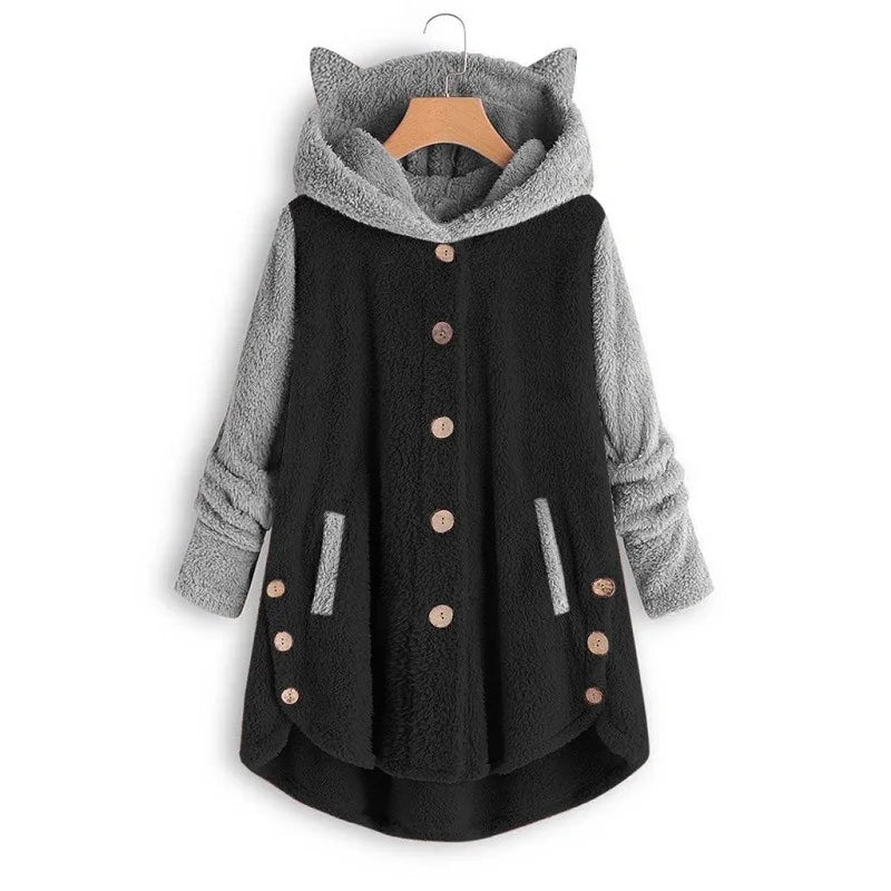 Maglia con cappuccio Thori da donna con motivo a gatto