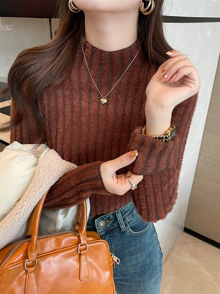 Thessaly - Maglia da donna con collo a dolcevita Spessa e calda