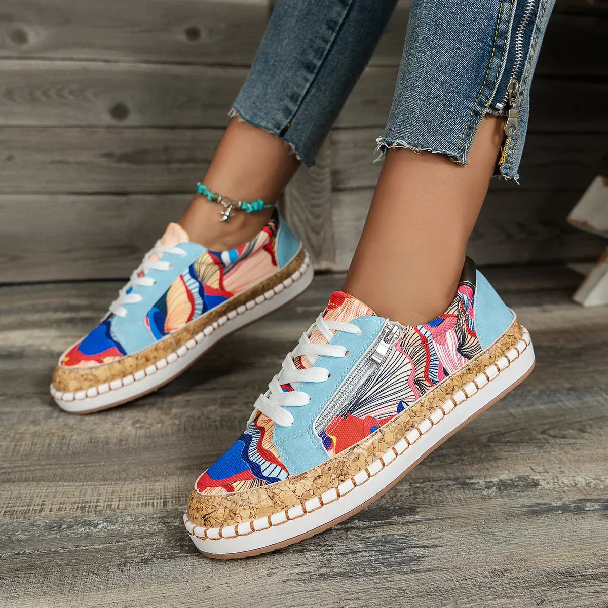Scarpe vulcanizzate da donna con stampa floreale