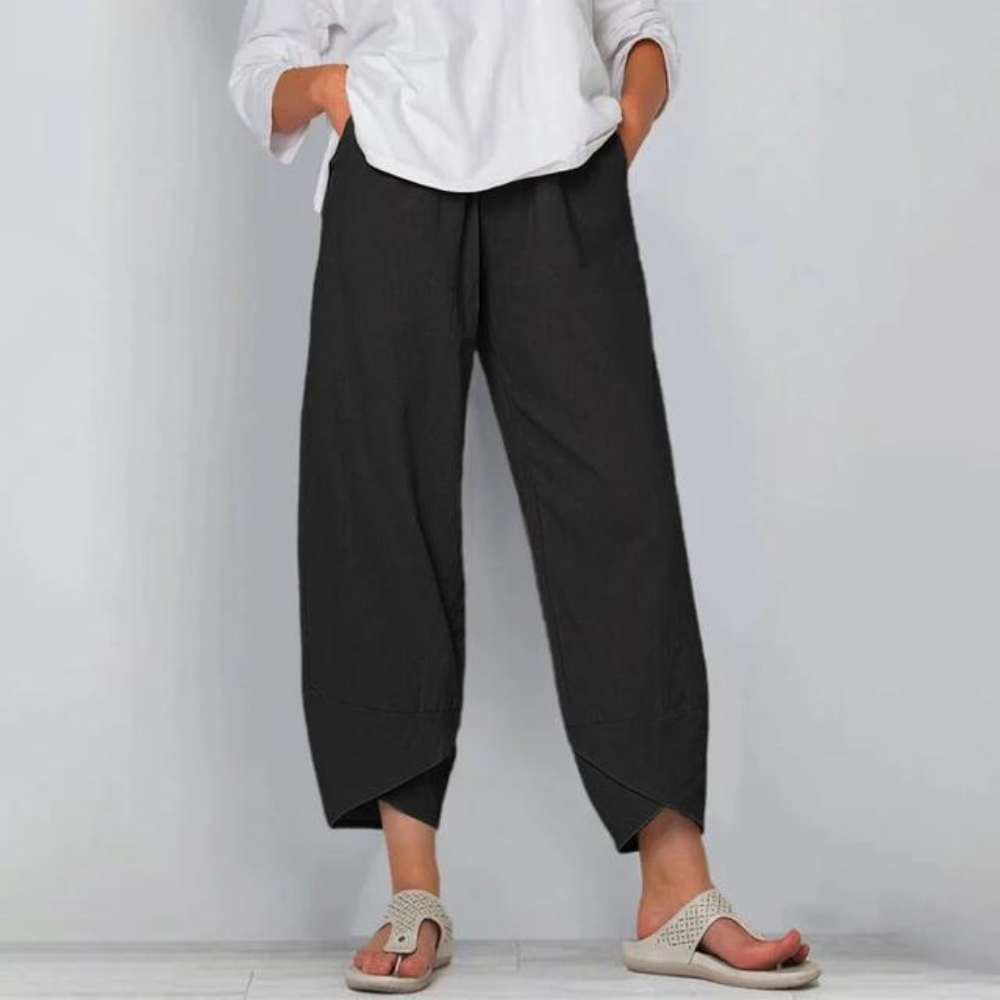 Sharon - Pantaloni da donna in cotone e lino