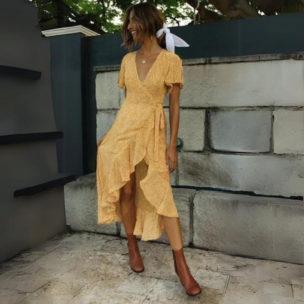 Stella - Maxi abito elegante con stampa floreale