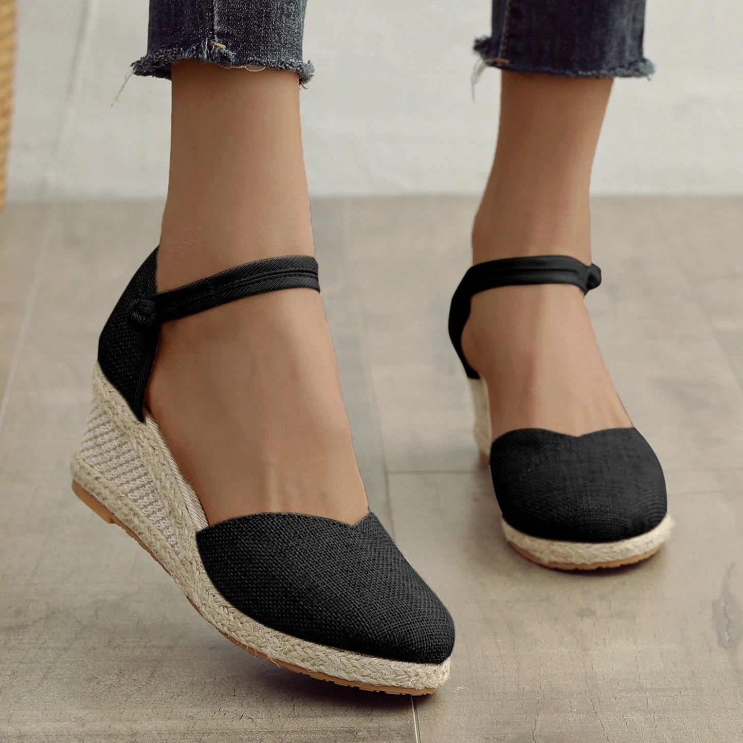 Eva | Espadrillas in tela con cinturino alla caviglia