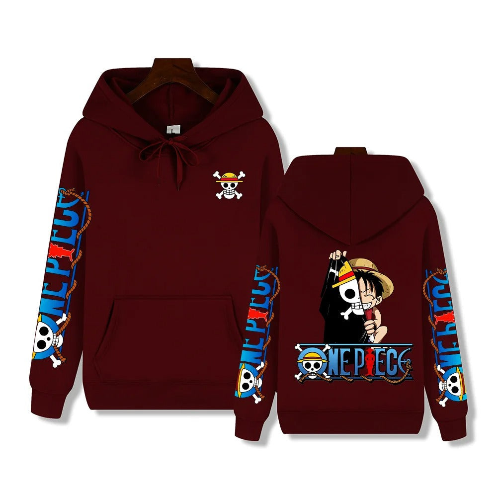 Luffy - Felpa con cappuccio da uomo in stile creativo