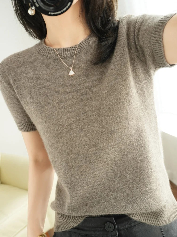 Susannah- Maglia da donna a maniche corte con scollo rotondo