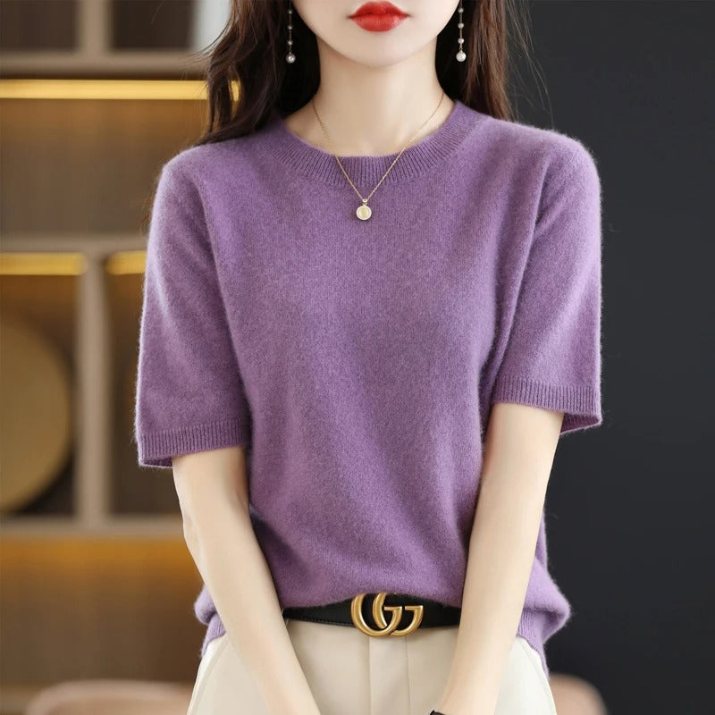 Susannah- Maglia da donna a maniche corte con scollo rotondo
