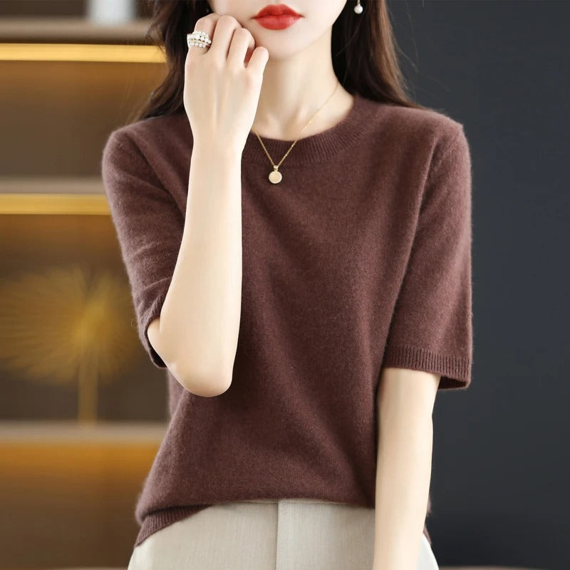 Susannah- Maglia da donna a maniche corte con scollo rotondo