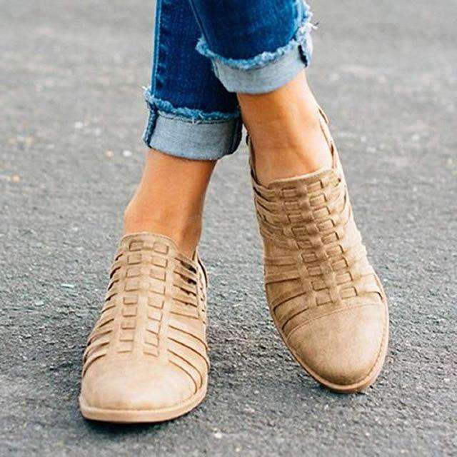 Scarpe con tacco basso Sandali con cerniera a tacco spesso