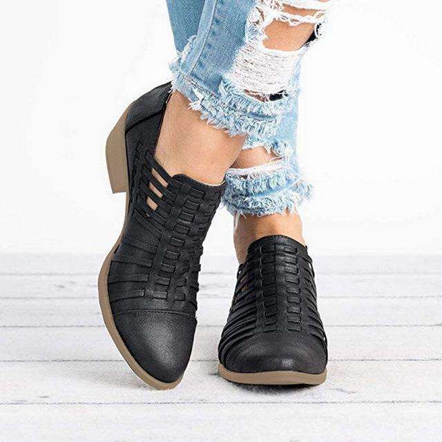 Scarpe con tacco basso Sandali con cerniera a tacco spesso