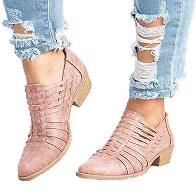 Scarpe con tacco basso Sandali con cerniera a tacco spesso