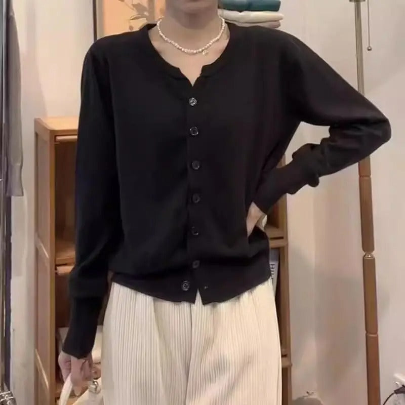 Maglia corta in cashmere indaco da donna