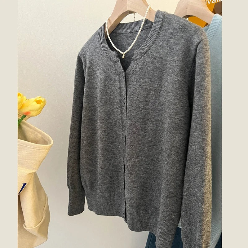 Maglia corta in cashmere indaco da donna
