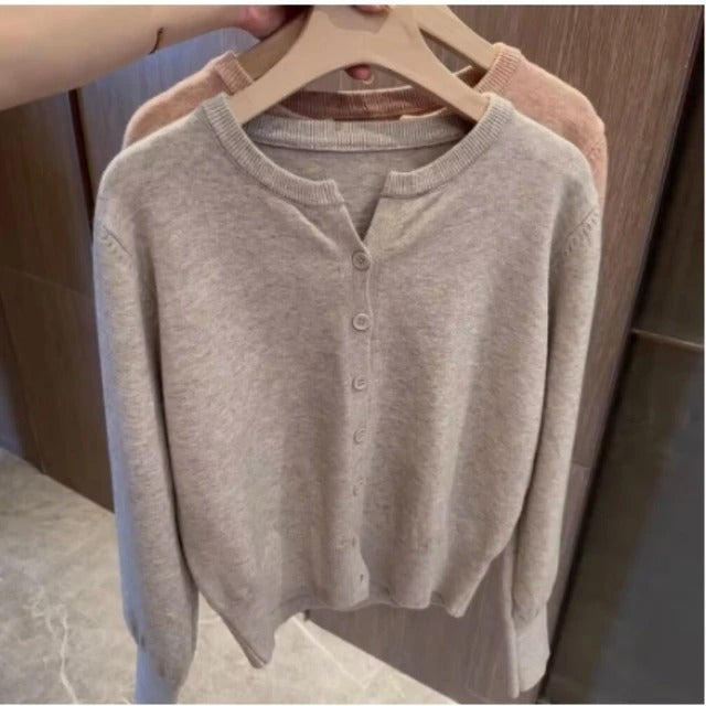 Maglia corta in cashmere indaco da donna