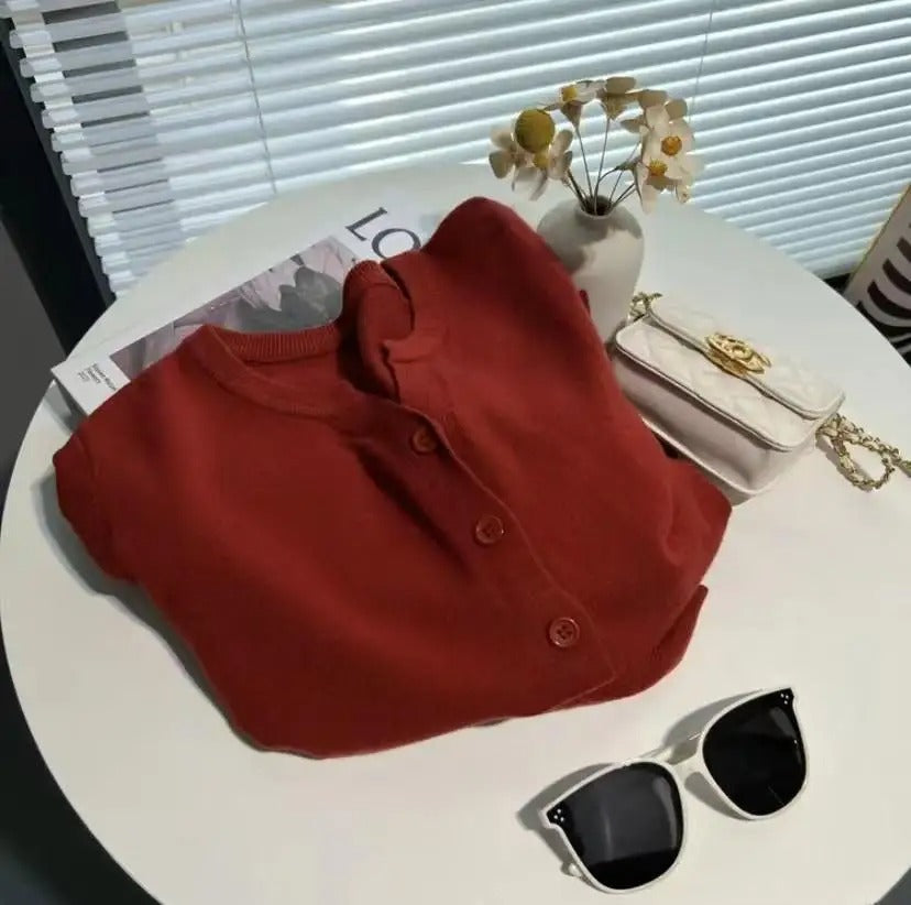 Maglia corta in cashmere indaco da donna