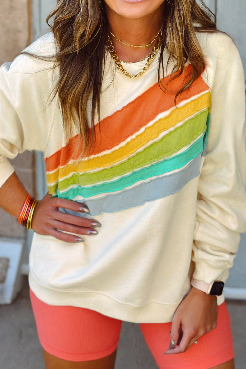 Edwina | Felpa sciolta arcobaleno chic