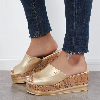 Shannon - Comodi sandali stringati con suola in sughero Scarpe da piattaforma