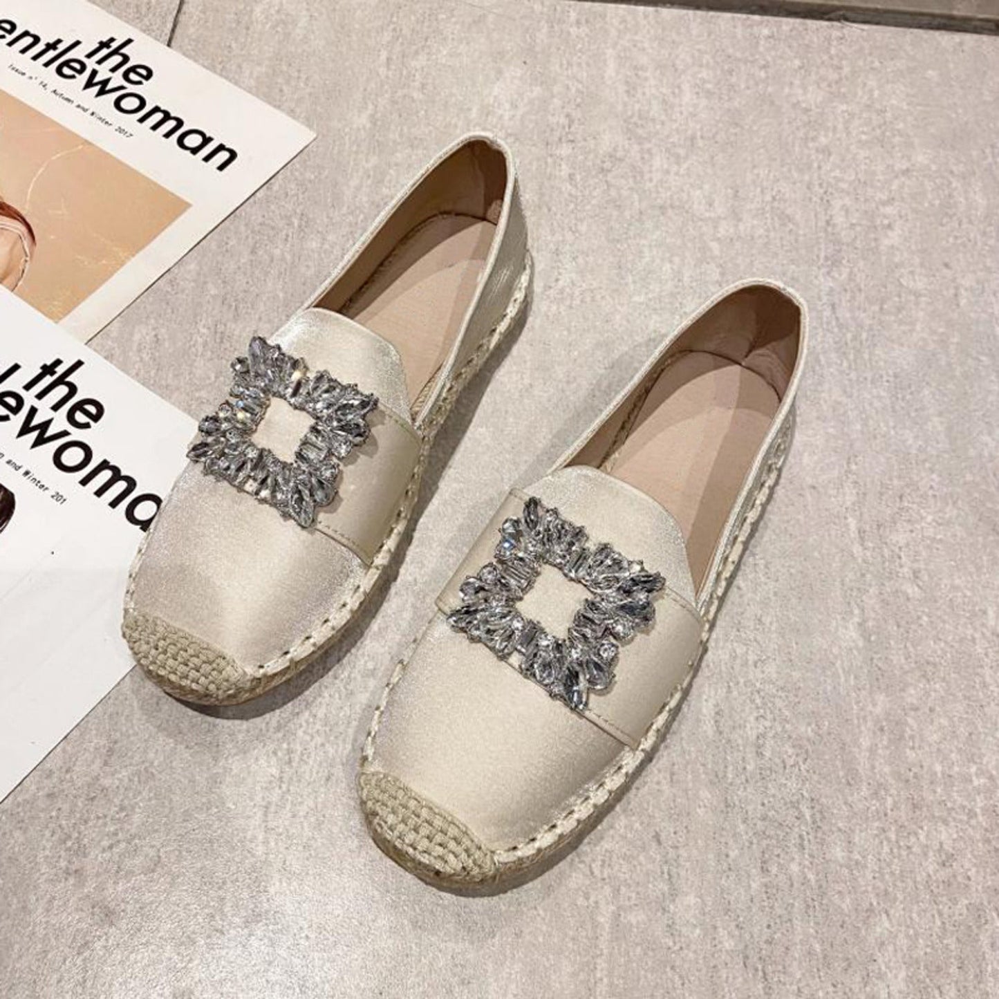 Pepa | Espadrillas in tela con emblema in cristallo