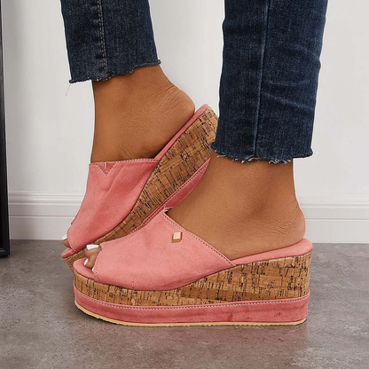 Shannon - Comodi sandali stringati con suola in sughero Scarpe da piattaforma
