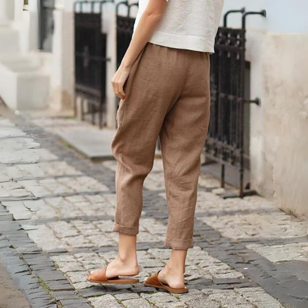 Aubrey - Pantaloni da donna in cotone e lino