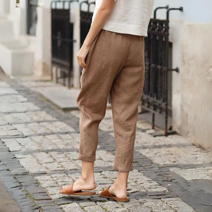 Aubrey - Pantaloni da donna in cotone e lino