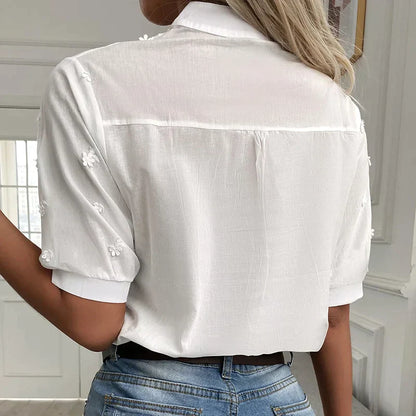 Erin - Top in pizzo con maniche a lanterna