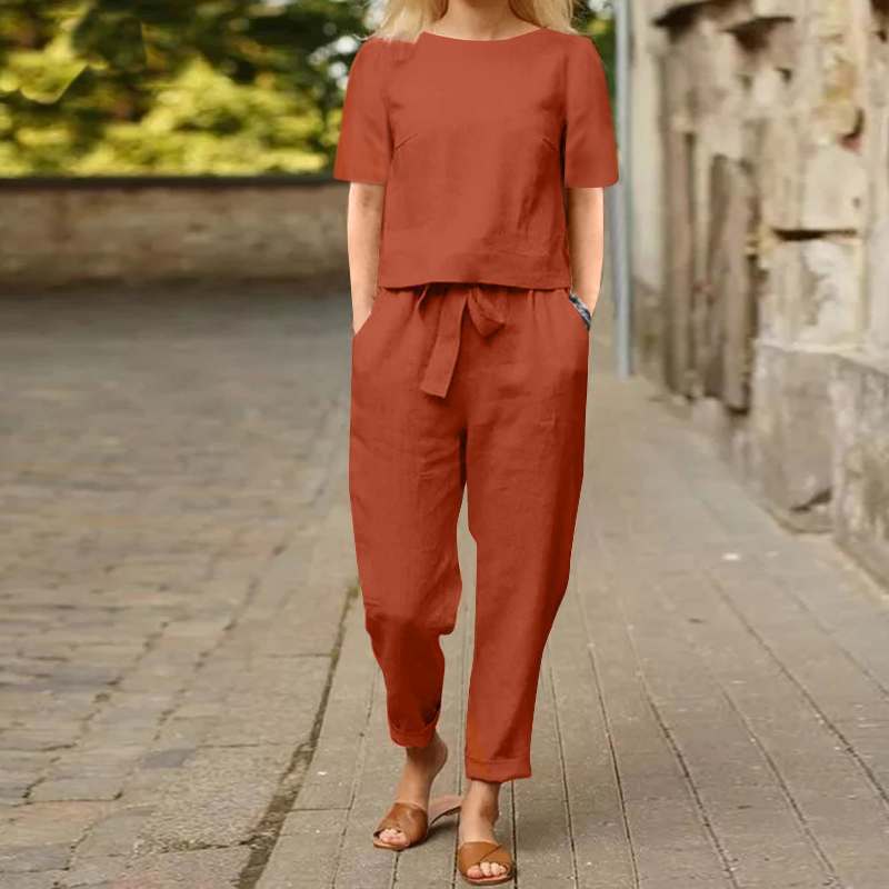Miranda - Set estivo in cotone e lino con papillon