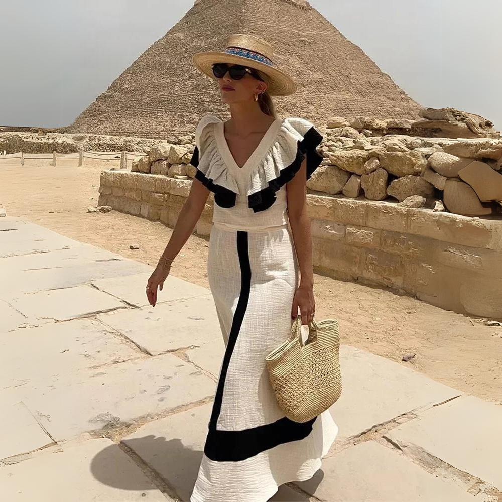 Alessandra - Elegante set due pezzi con volant