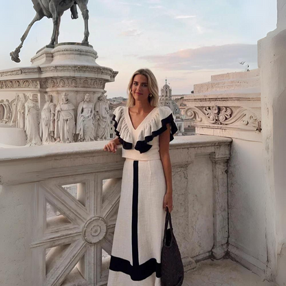 Alessandra - Elegante set due pezzi con volant
