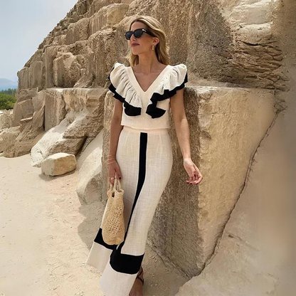Alessandra - Elegante set due pezzi con volant