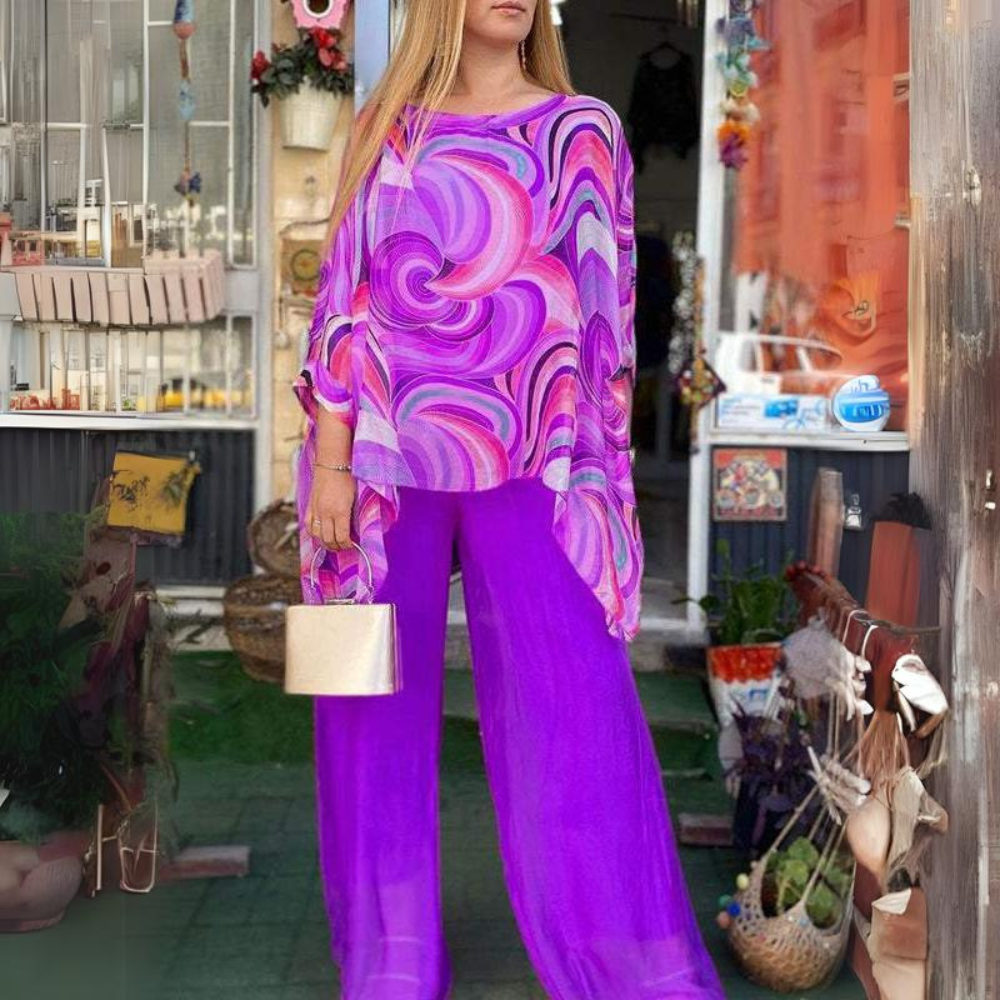 Fila - Set elegante da donna con camicia e pantaloni
