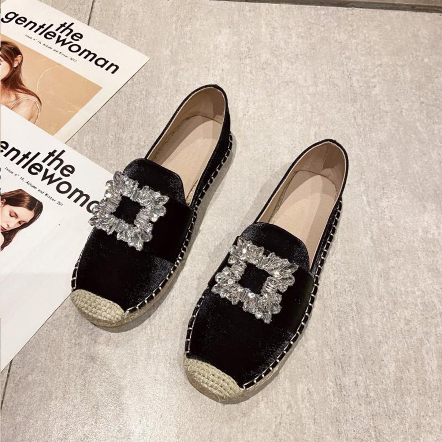 Pepa | Espadrillas in tela con emblema in cristallo