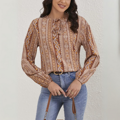 Pia - Camicetta da donna casual legata