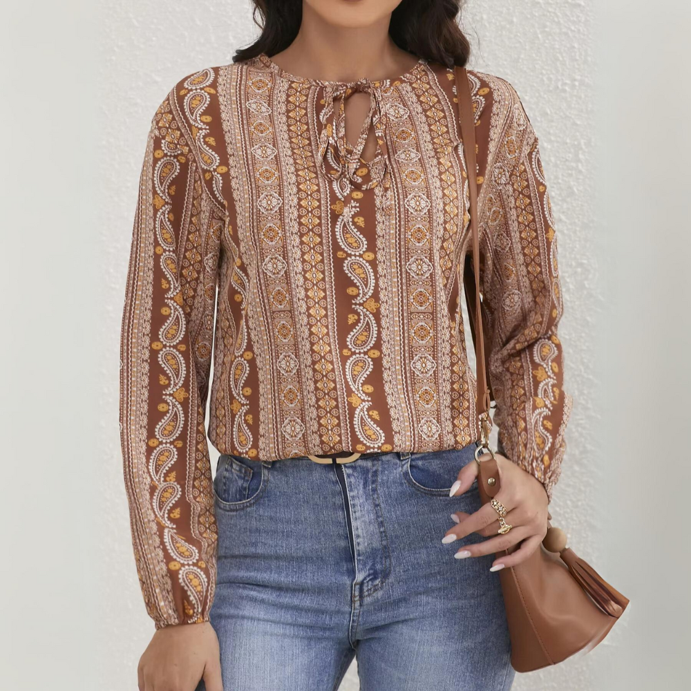 Pia - Camicetta da donna casual legata