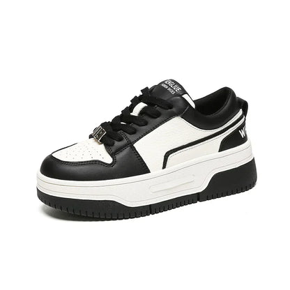 Scarpe da ginnastica con zeppa in pelle patchwork con design incrociato per donna