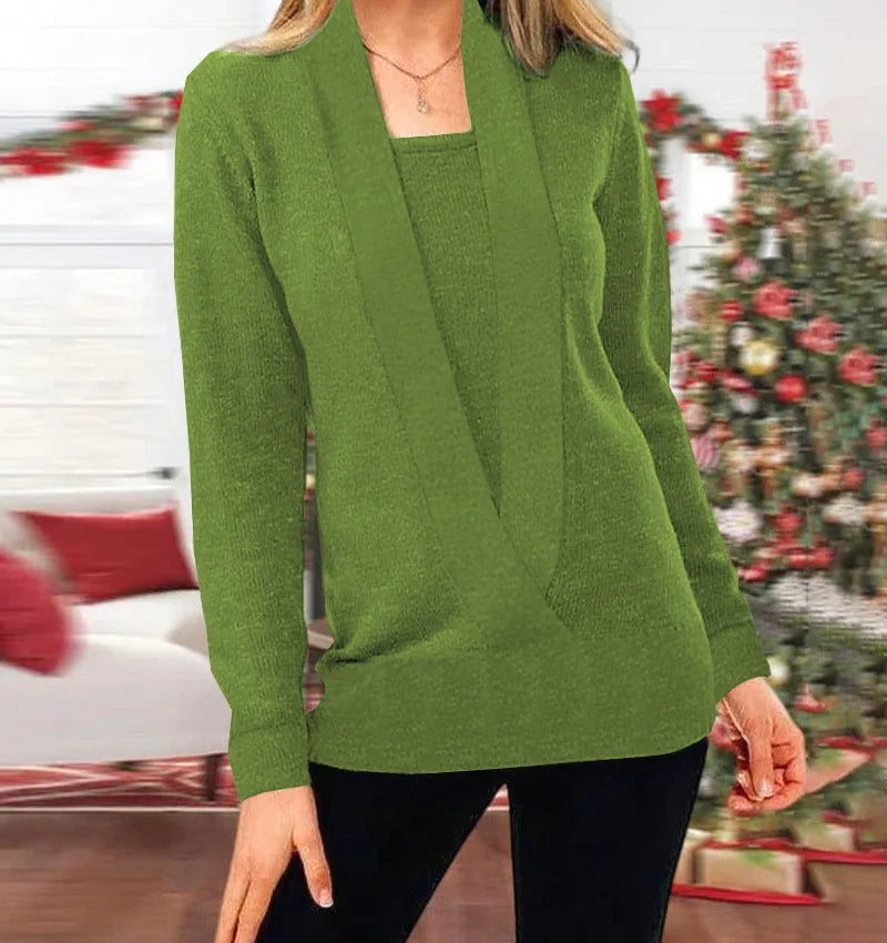 Maglia Dalton con profondo scollo a V e maniche lunghe