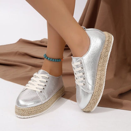 Stringate espadrillas metallizzate