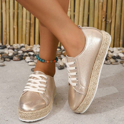 Stringate espadrillas metallizzate