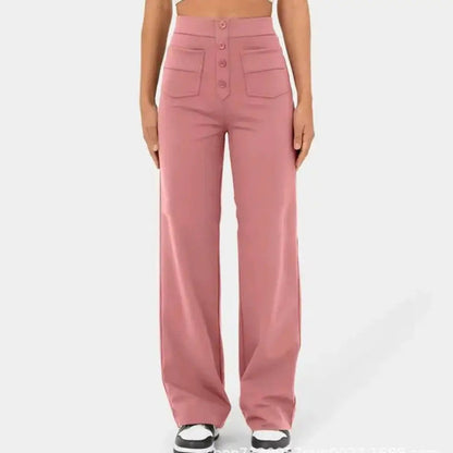 Pantaloni a gamba larga a vita alta da donna