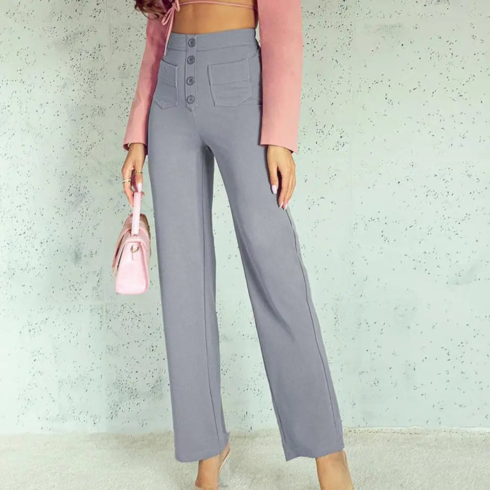 Pantaloni a gamba larga a vita alta da donna