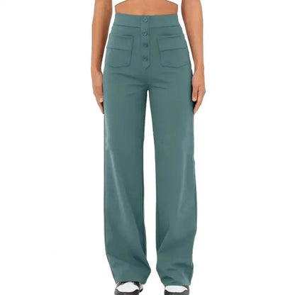Pantaloni a gamba larga a vita alta da donna