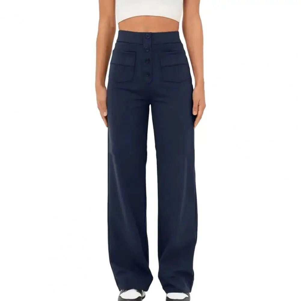 Pantaloni a gamba larga a vita alta da donna