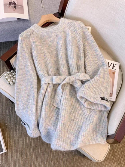 Vina - Maglia allentata con cintura in cotone da donna