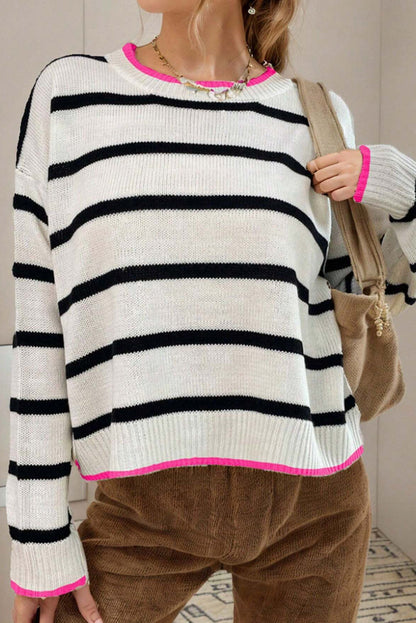 Graciela | Maglia a righe classiche e di tendenza con fodera rosa