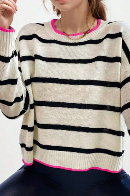 Graciela | Maglia a righe classiche e di tendenza con fodera rosa